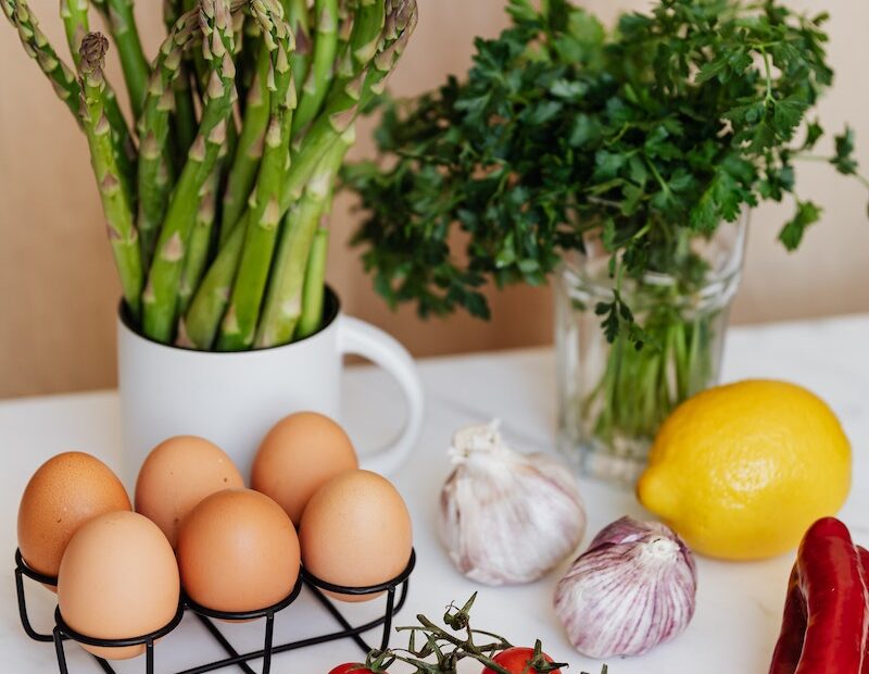 Composition of fresh ingredients for healthy breakfast